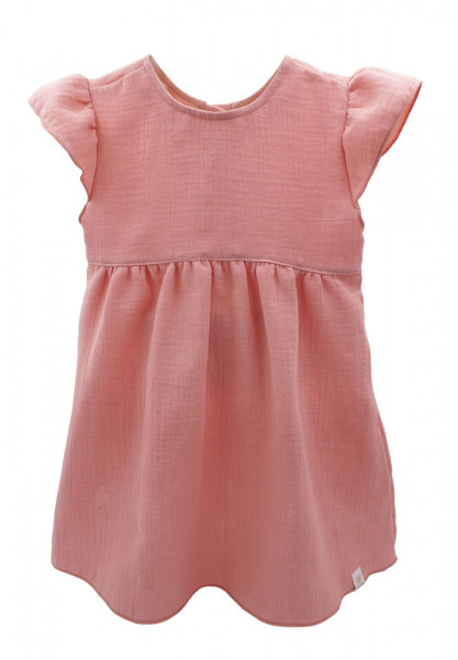 GOTS MINI GIRL-Kleid, Musselin Rüschenärmel