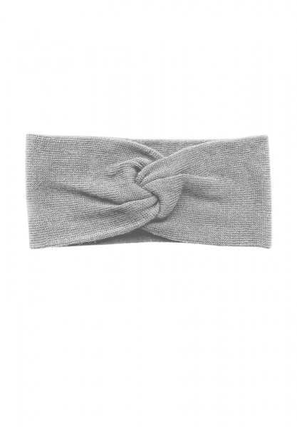 Knotenstirnband aus Wollstrick, doppelt genäht für Damen in silber/ hellgrau
