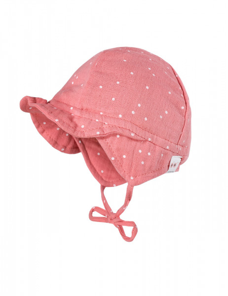 GOTS BABY GIRL-Schildmütze Musselinstoff, Bindeband, Futter