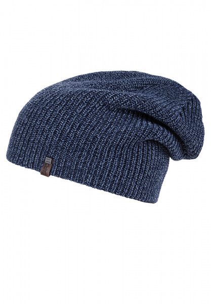 Strickbeanie, doppelt Rippstruktur, Melange