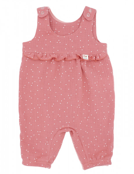 GOTS BABY GIRL-Overall, Rüsche Musselinstoff