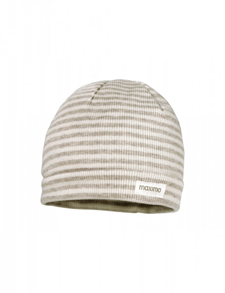 GOTS NEWBORN-Mütze, Feinrippjersey geringelt, Umschlagrand