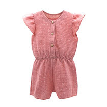 GOTS MINI GIRL-Jumpsuit Musselinstoff, Flügelärmel