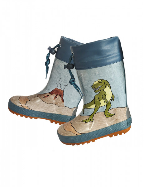 Gummistiefel &quot;Dino&quot;, Fotoprint gepatcht, Reflex 3M, Stulpe, Winterfutter