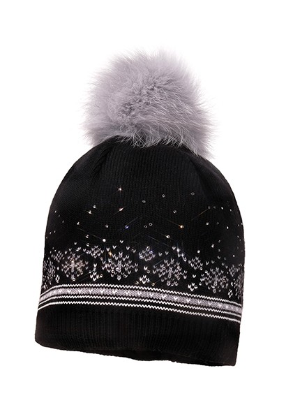 CAPO-SCINTILLE CAP fake fur pompon,